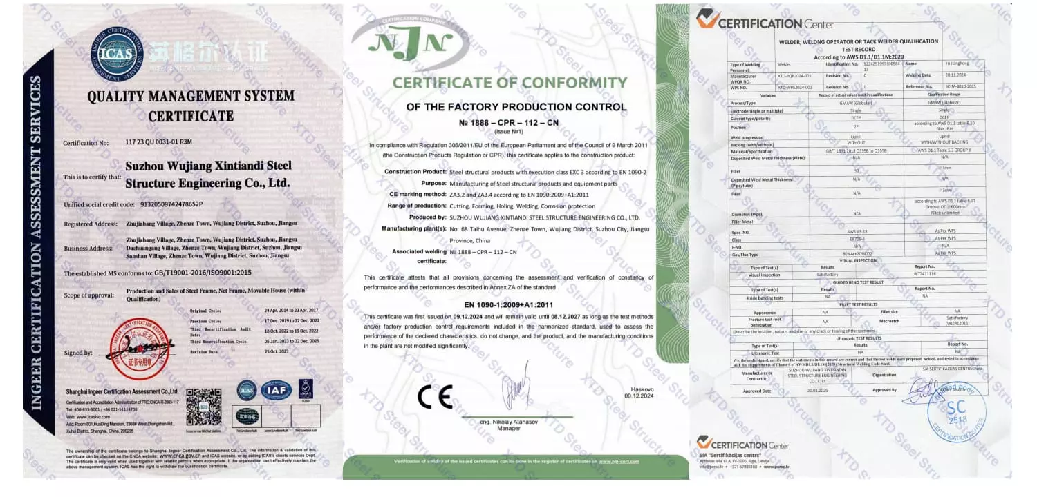 XTD Steel Awards & Certificates