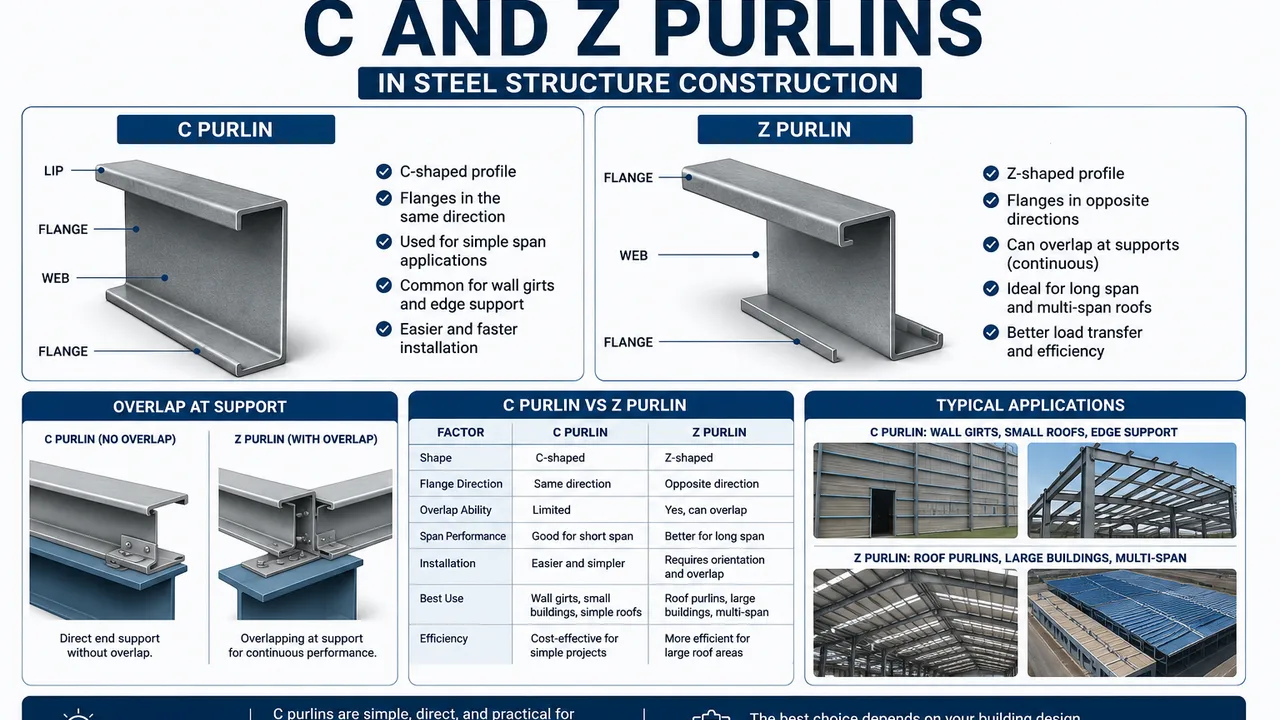 Difference Between C and Z Purlins
