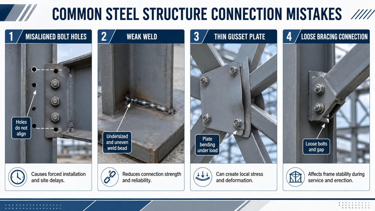 steel structure connection mistakes