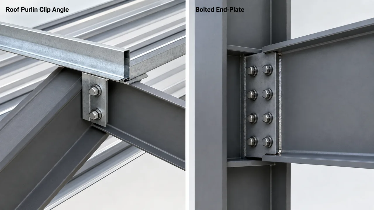 roof purlin clip angle vs bolted end-plate