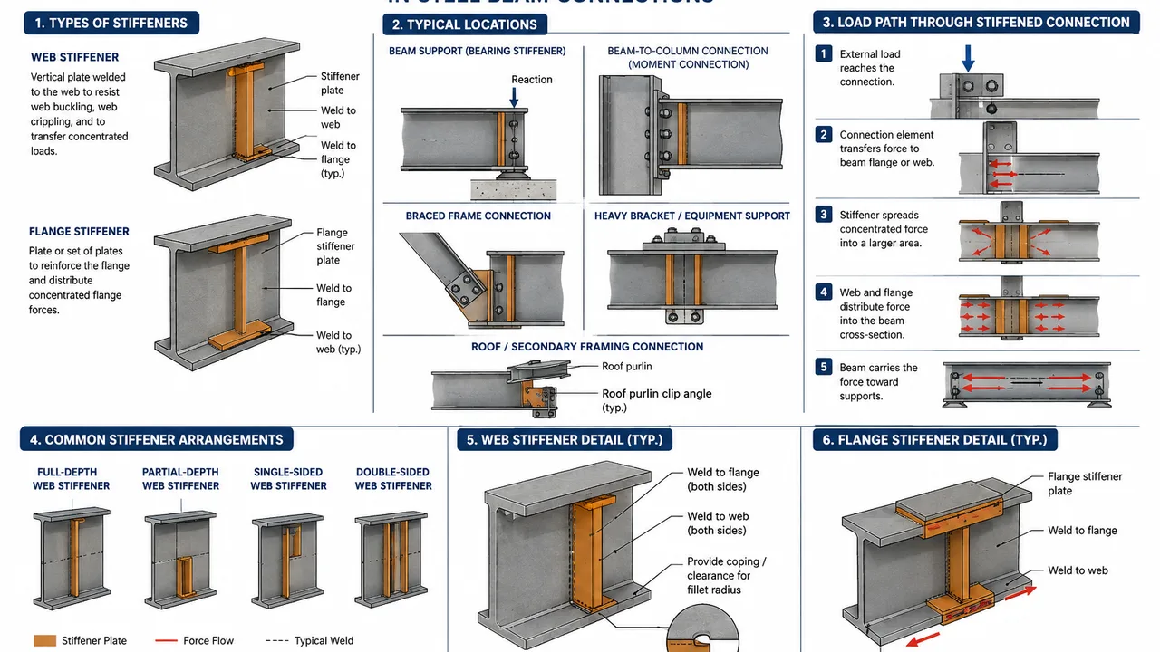 web stiffeners and flange stiffeners