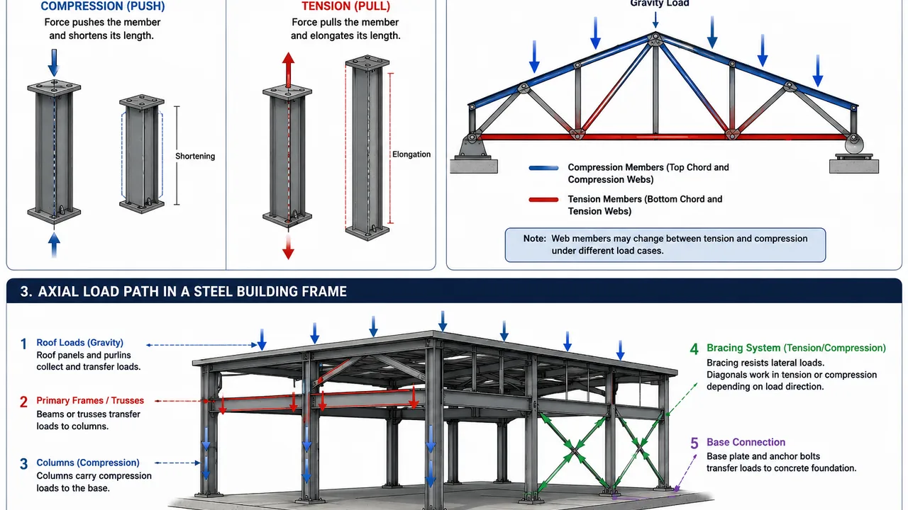 compression and tension axial loads