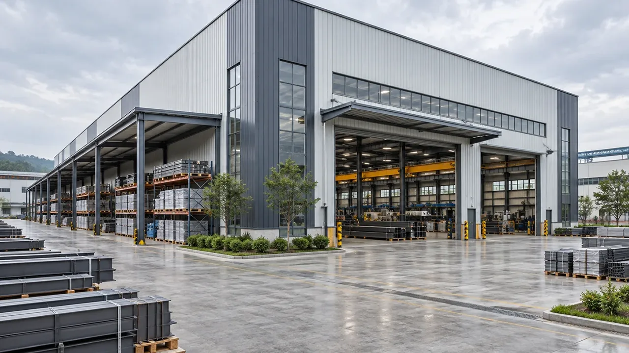 Steel Structure Factory with Storage Area