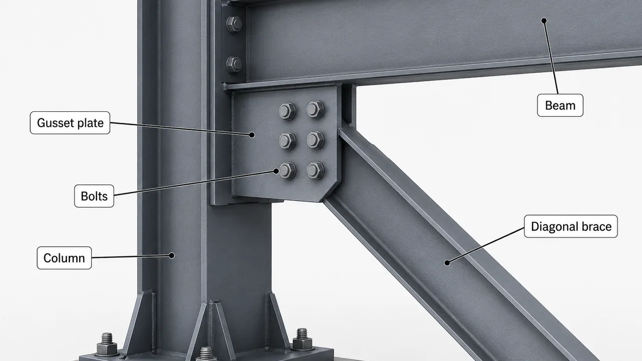 gusset plate braced connection