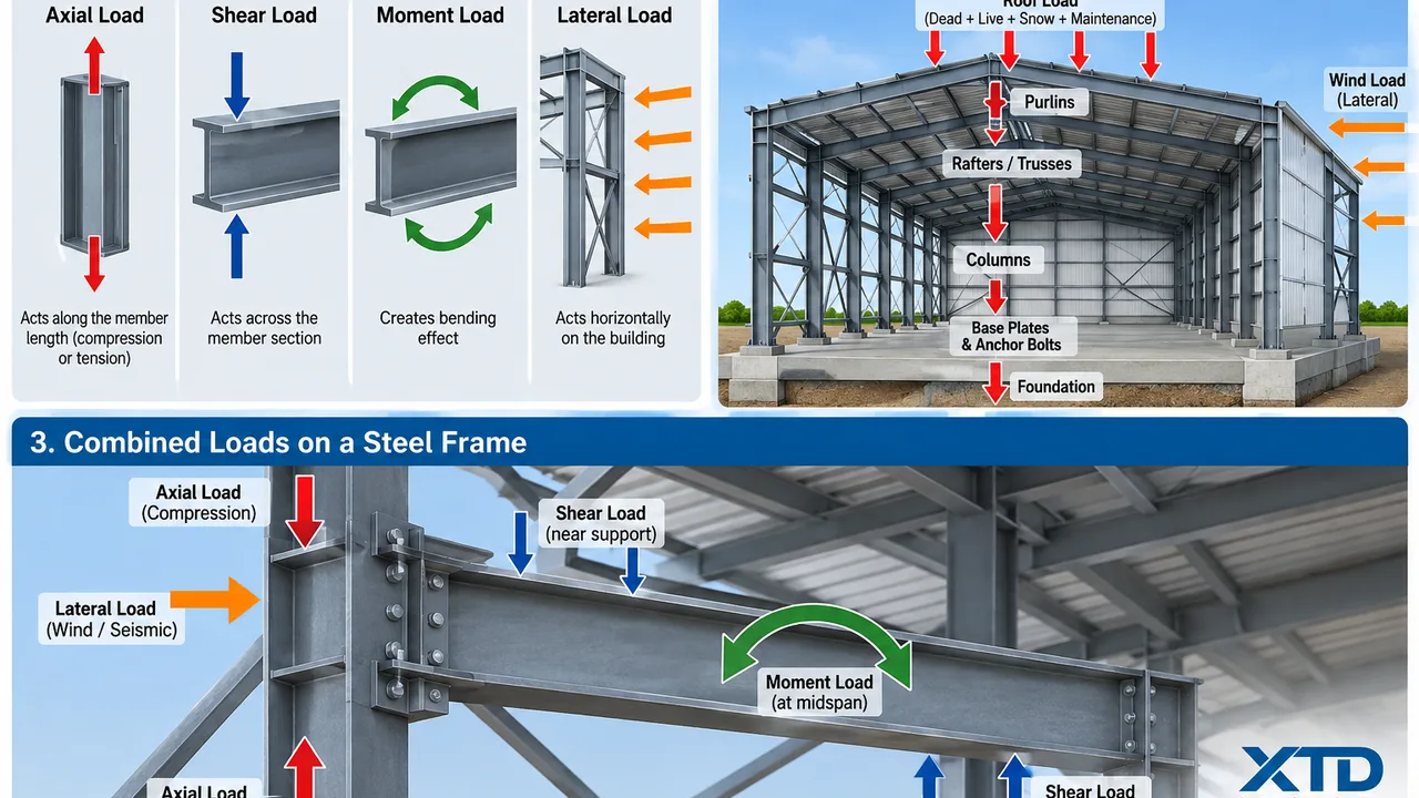 axial shear moment and lateral loads