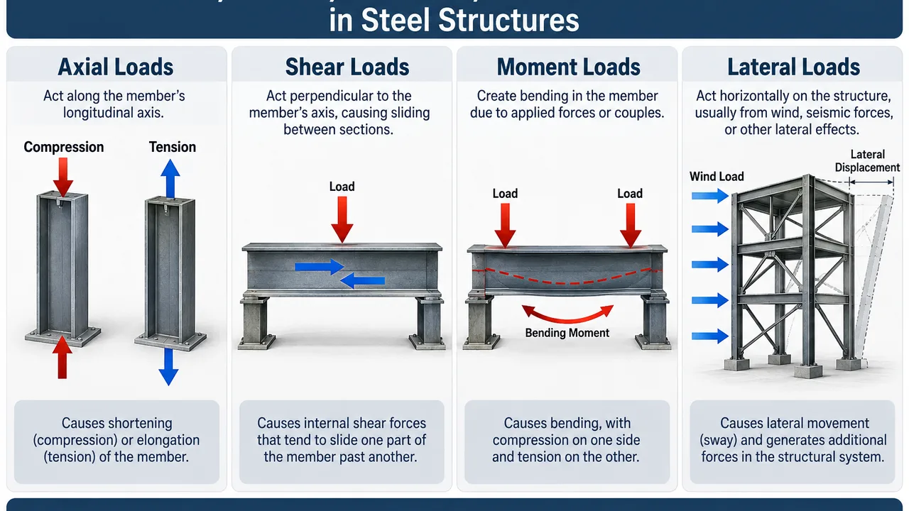axial shear moment and lateral loads